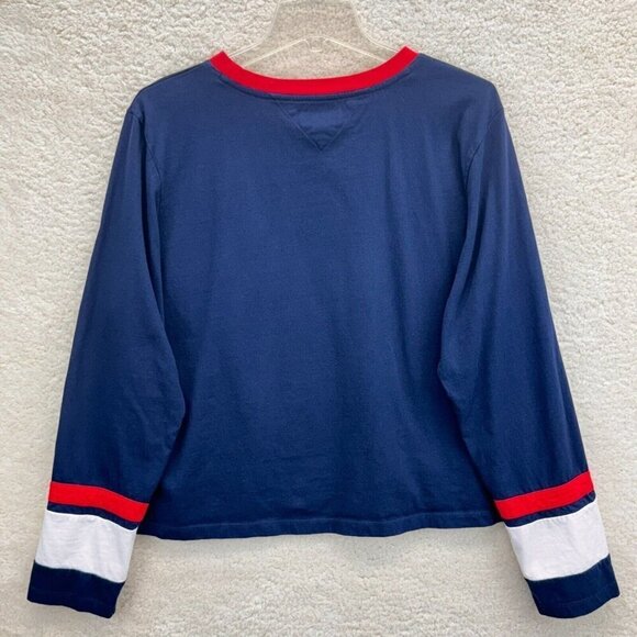 Tommy Hilfiger Denim Crop Top Pullover Crew Neck Long Sleeve Womens Blue Sze XXL - Picture 2 of 8